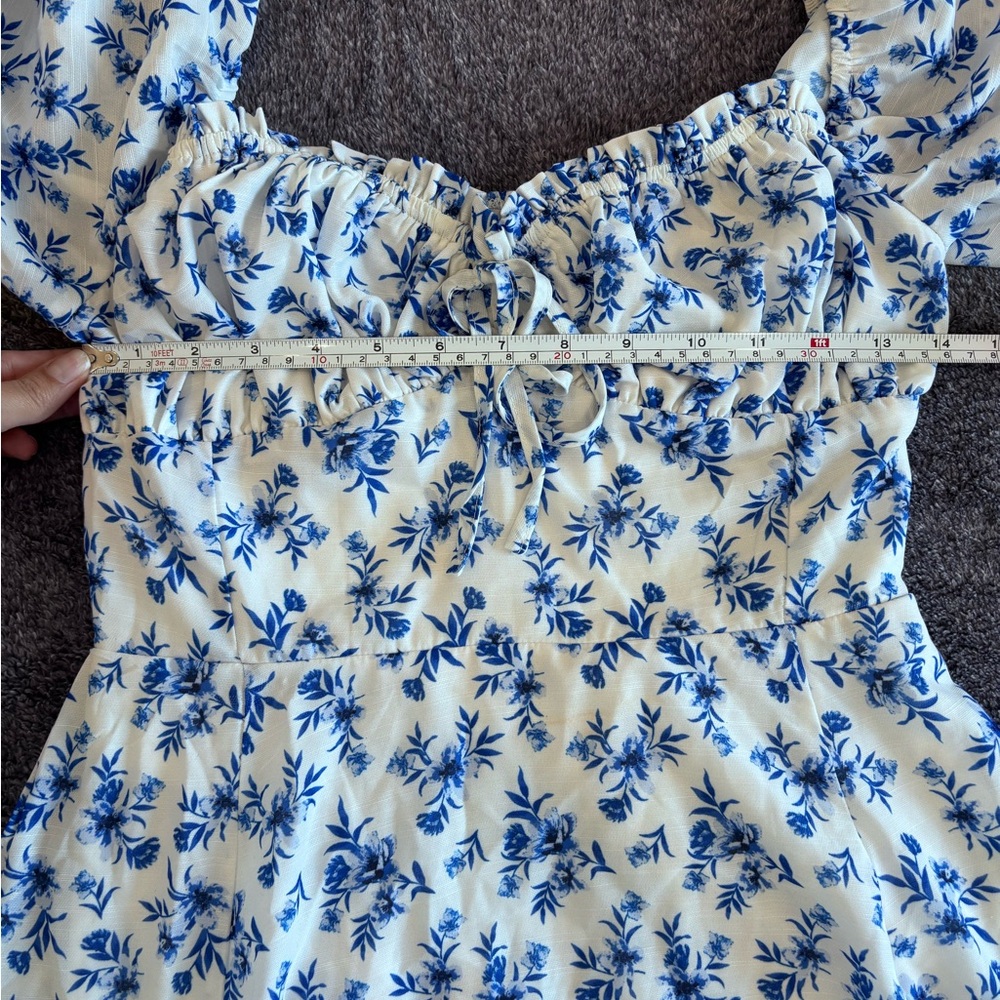 Baltic Born Gwen Smocked Midi Dress Blue/White floral - Picture 6 of 8